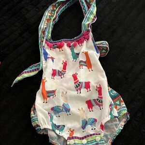 Colorful Llama Print Baby Romper